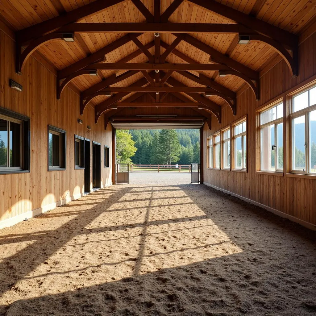 Spacious horse riding arena with excellent footing