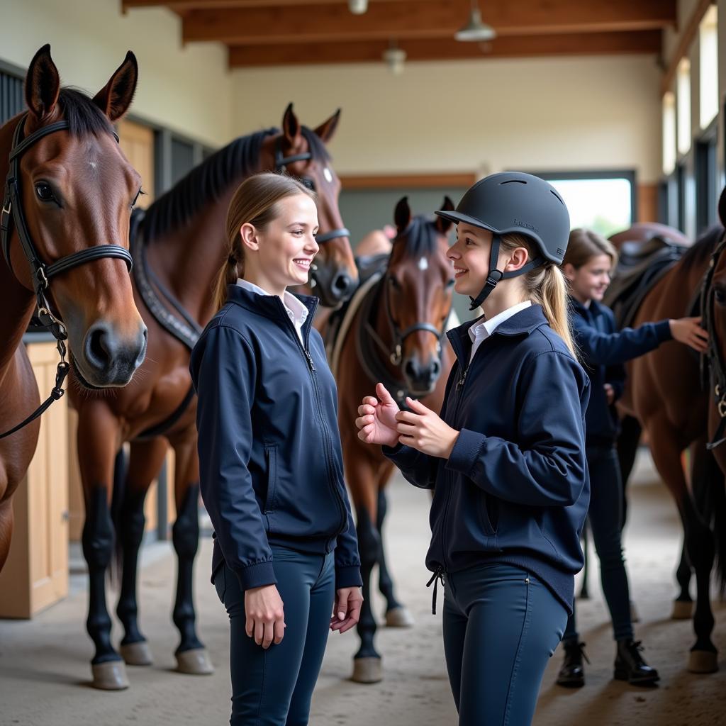 Students at a horse riding boarding school