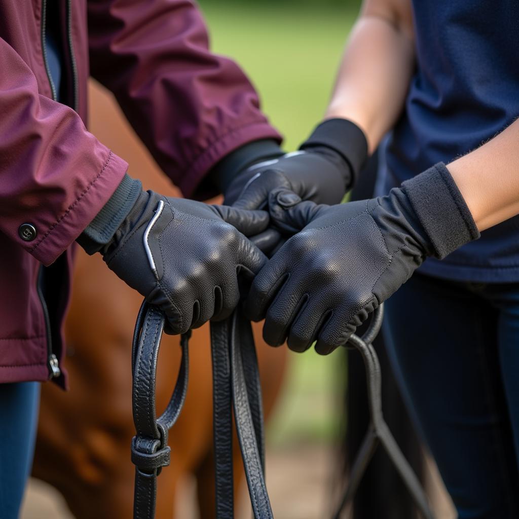 Instructor guiding a rider in Columbia, SC