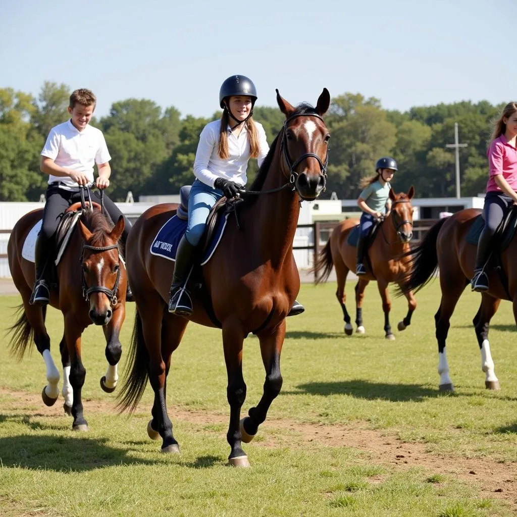 Novice Riders Enjoying Their Lesson