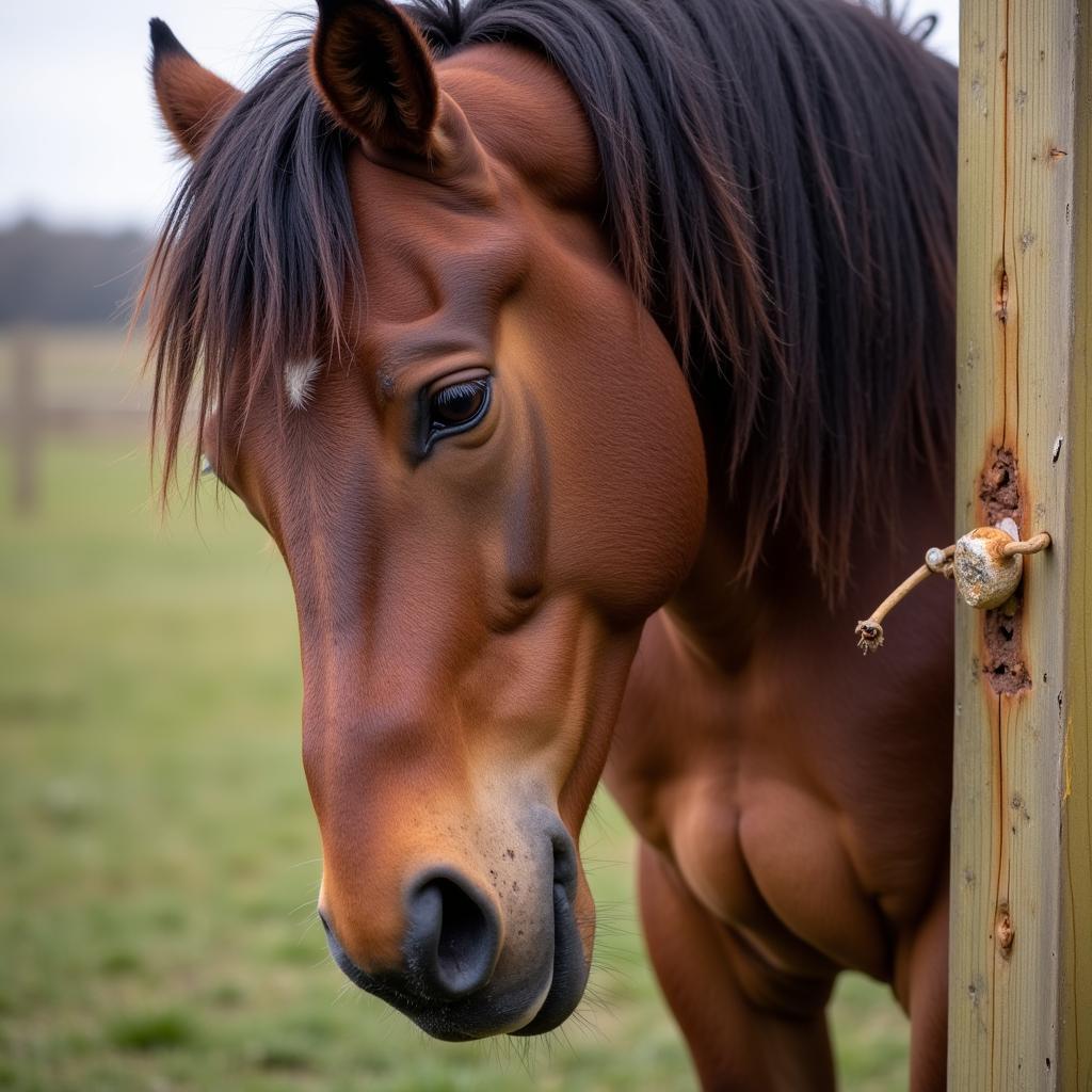 Horse Scratching Due to Ticks