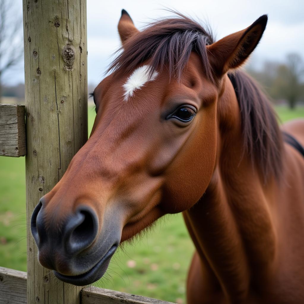 Horse Scratching on Fence