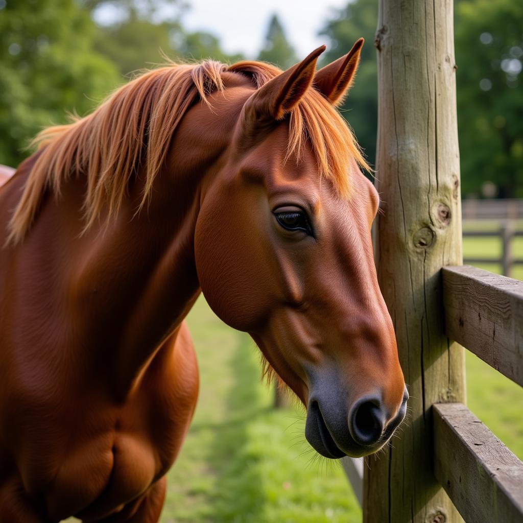 Horse Scratching on Fence