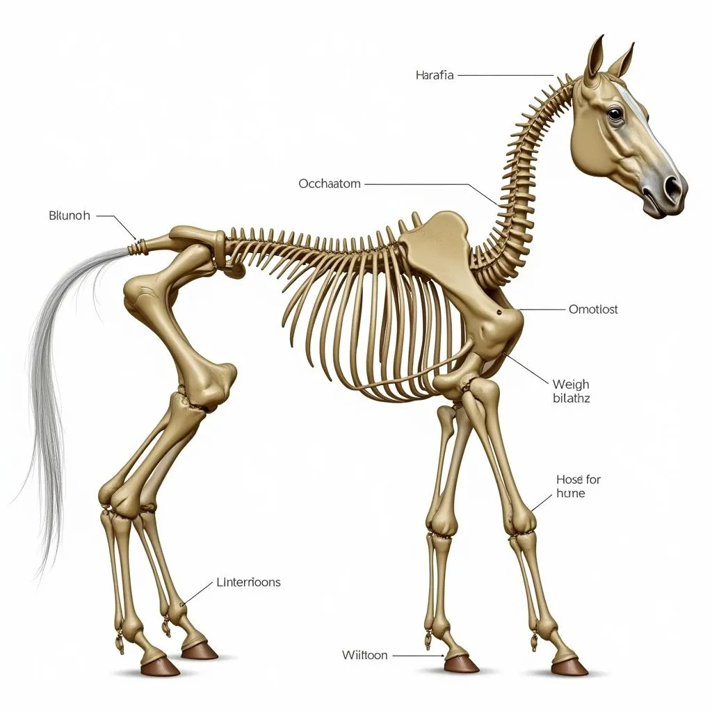 Detailed diagram of a horse skeleton