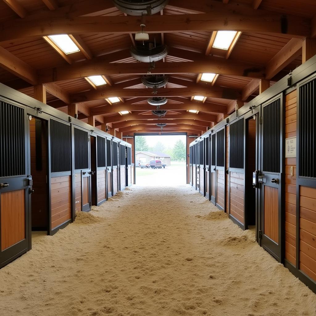 A spacious and well-lit horse stable in Arvada