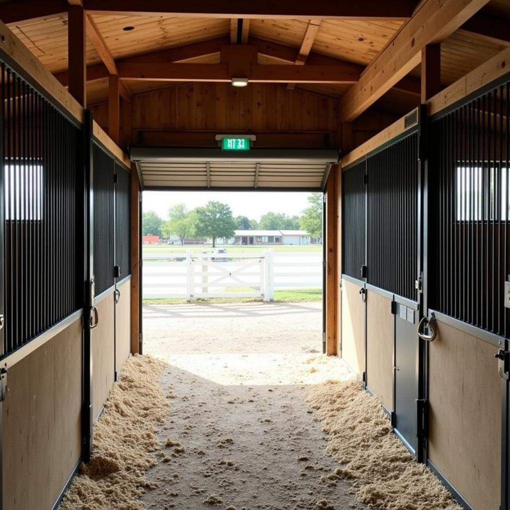 Clean and spacious horse stable interior in Tampa boarding facility