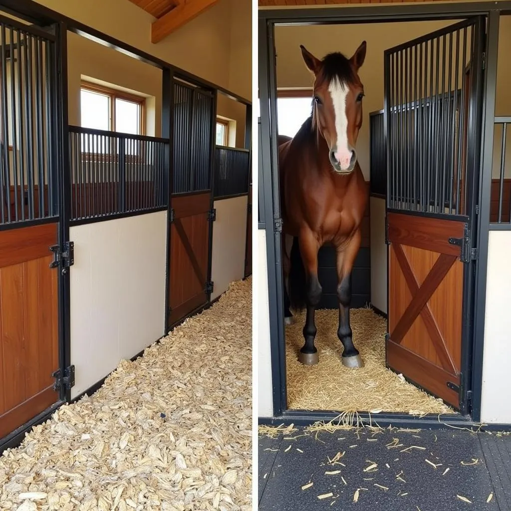 Horse Stable with Different Bedding Options