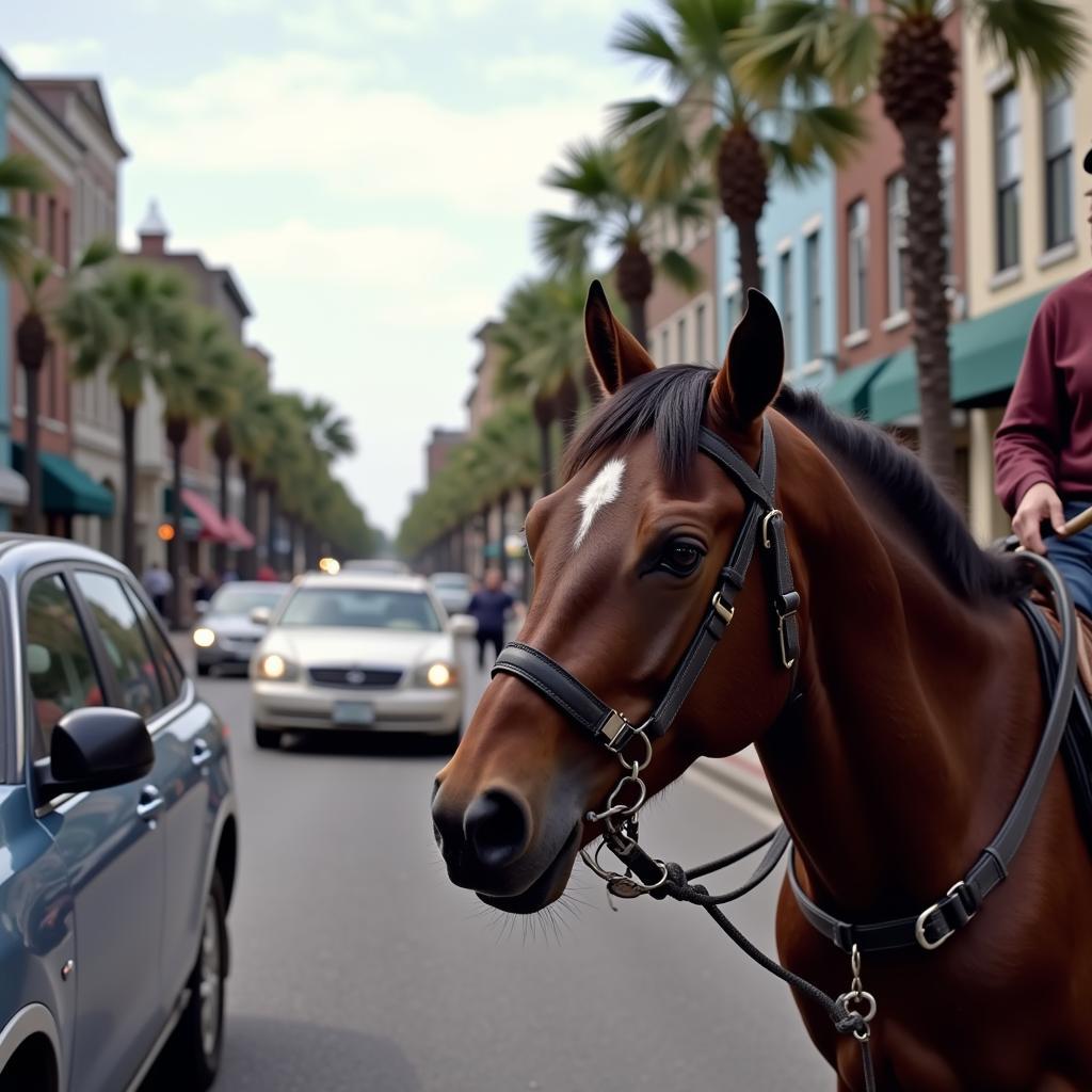 Horse Startled By Traffic in Charleston