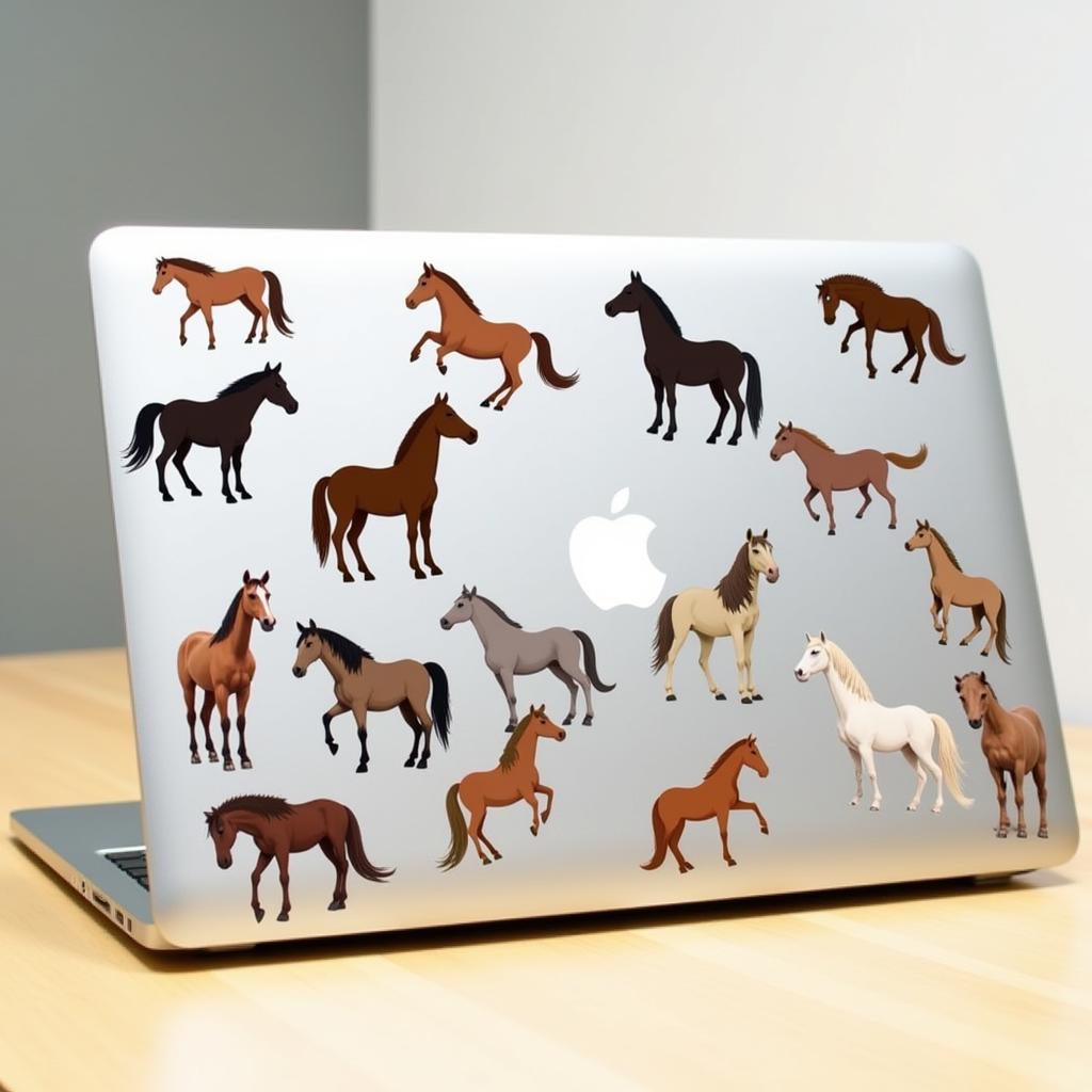 Cute horse stickers decorating a laptop