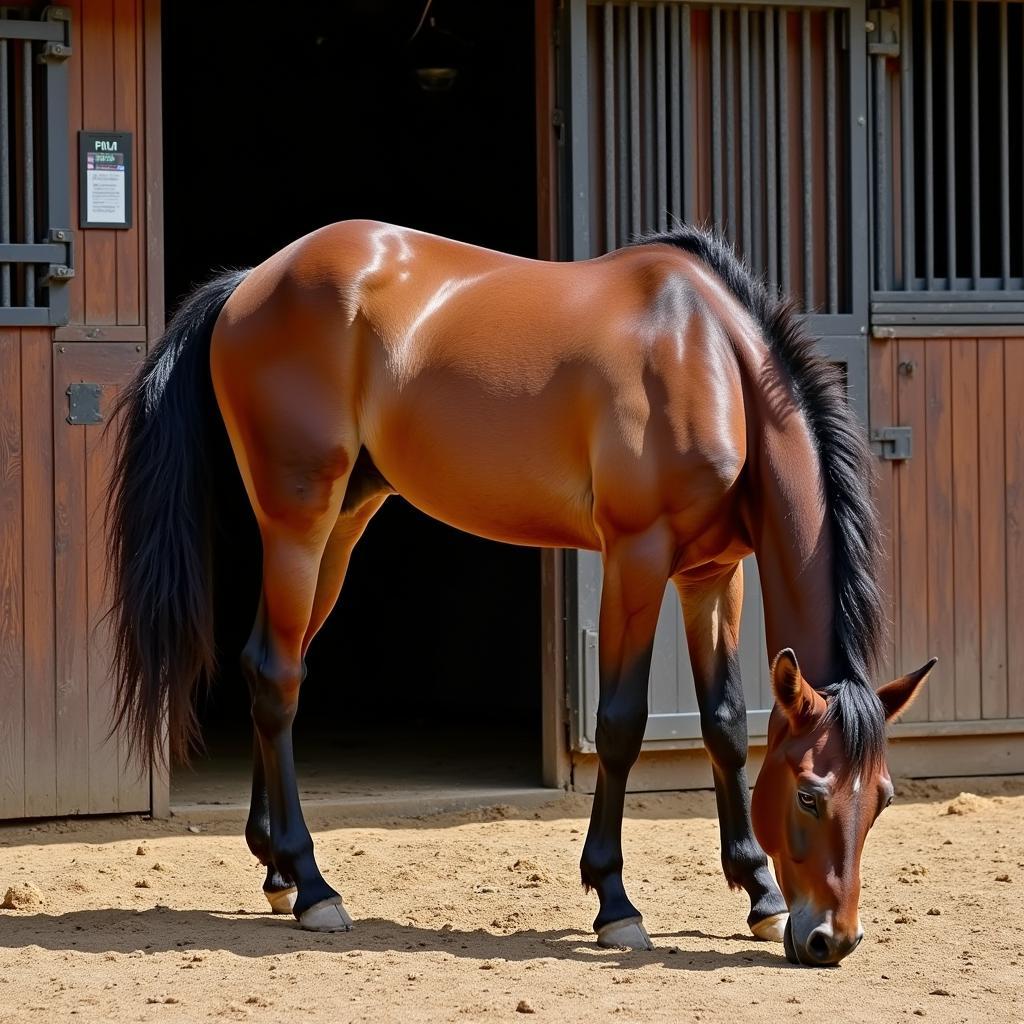 Horse Stretching After Laying Down