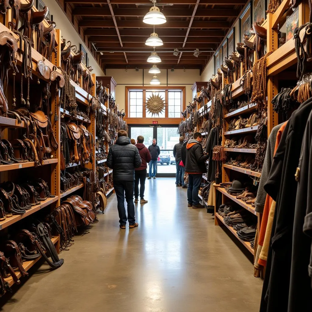 Well-stocked horse tack store interior