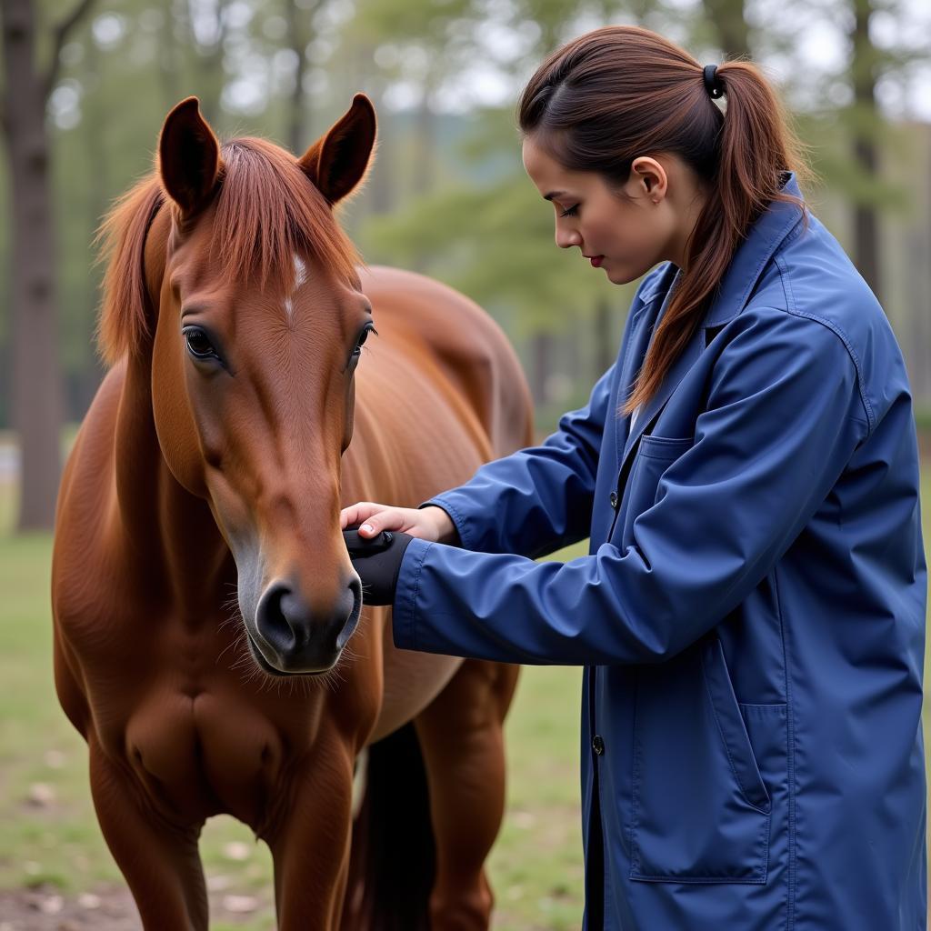 Veterinarian Examining Horse's Tail