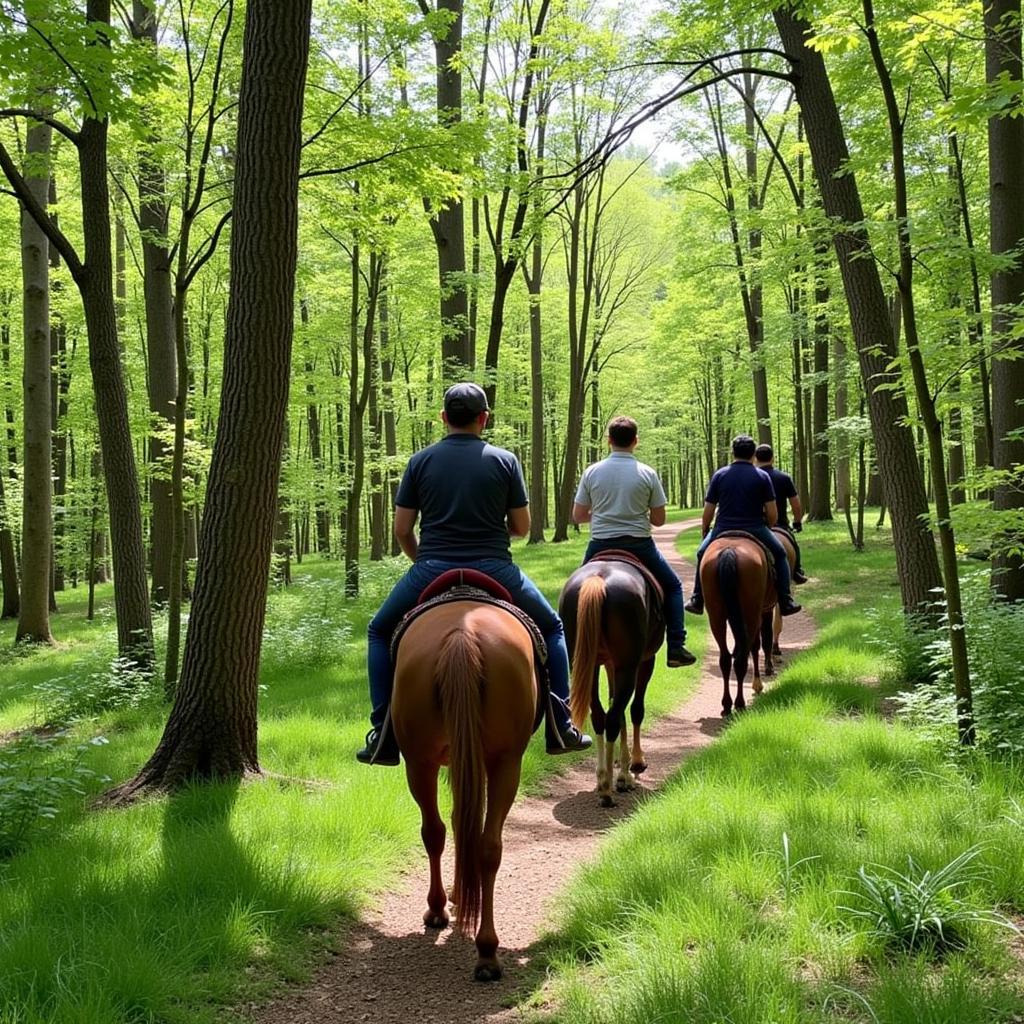 Horseback riding on the scenic trails of Horse Thief State Park