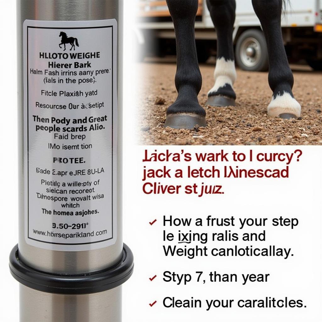 Horse trailer jack with weight capacity label