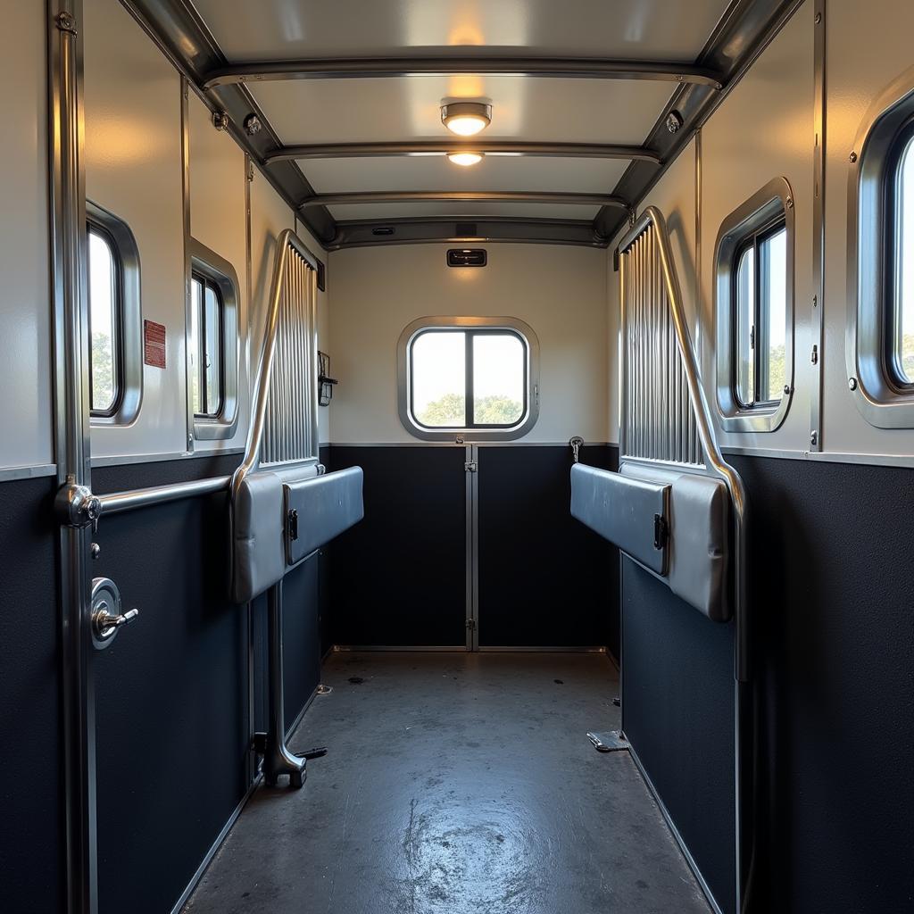 Spacious Stall Interior in a Three Horse Gooseneck Trailer