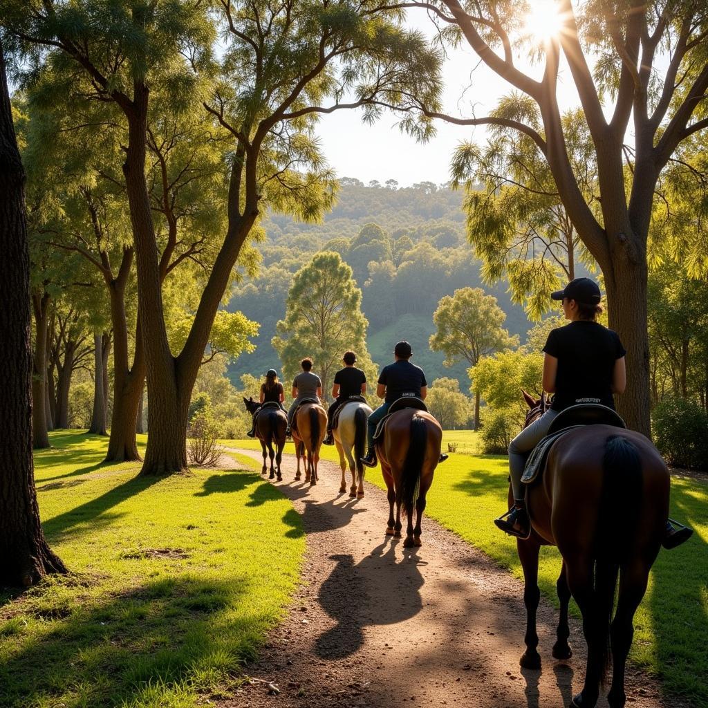 Horseback riding trail through Australian bushland