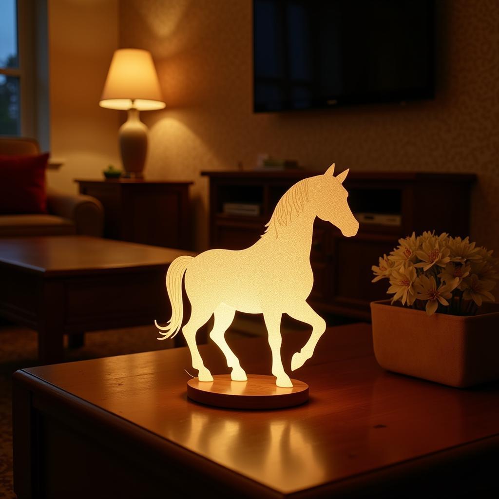 Stylish horse TV lamp in a cozy living room