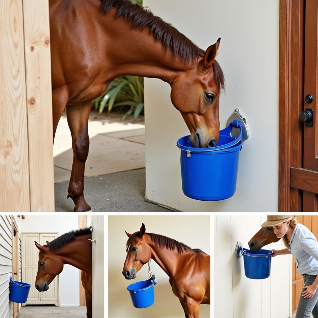 Horse Drinking from a Bucket Held by a Hanger