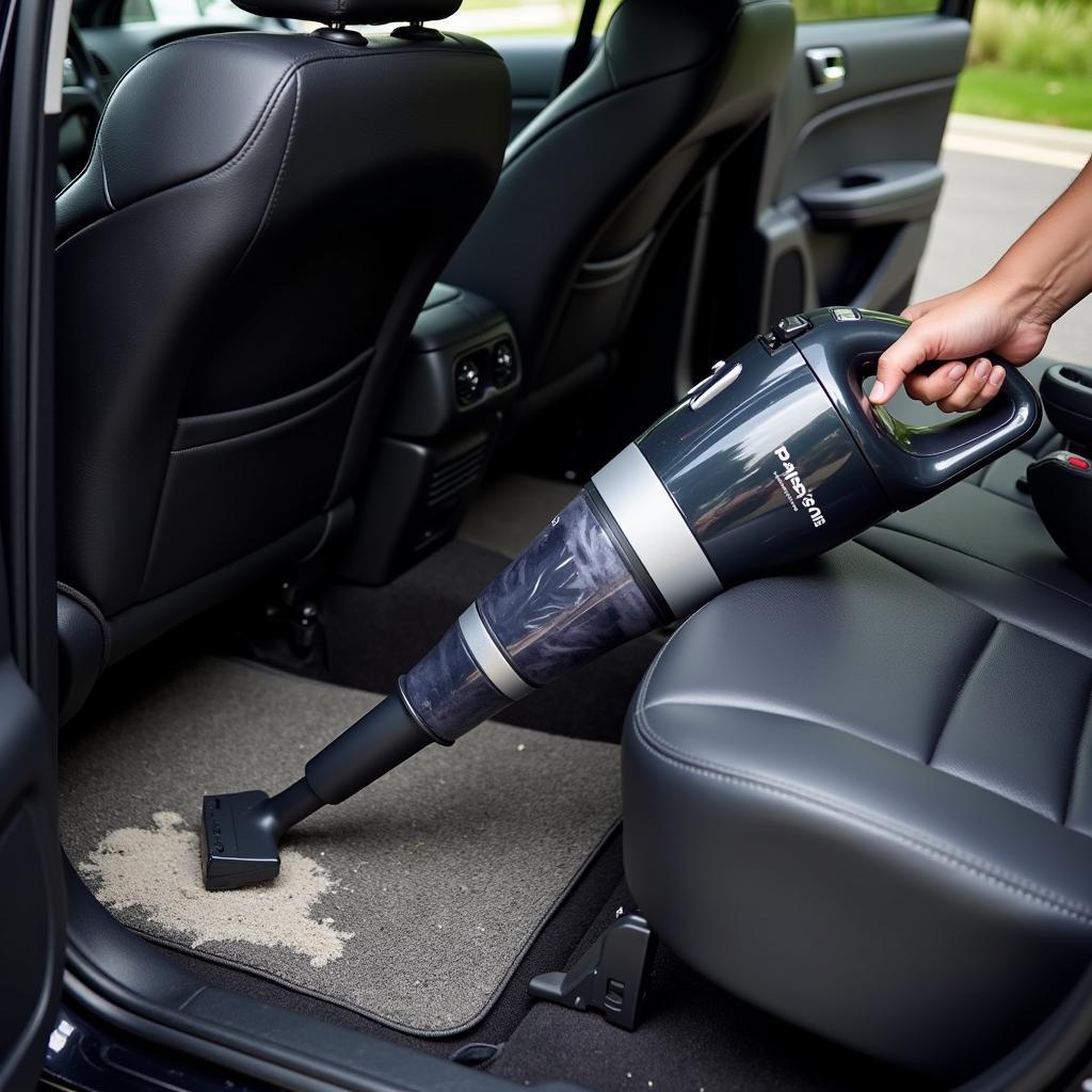 Using a Horse Vacuum Attachment to Clean a Car Interior