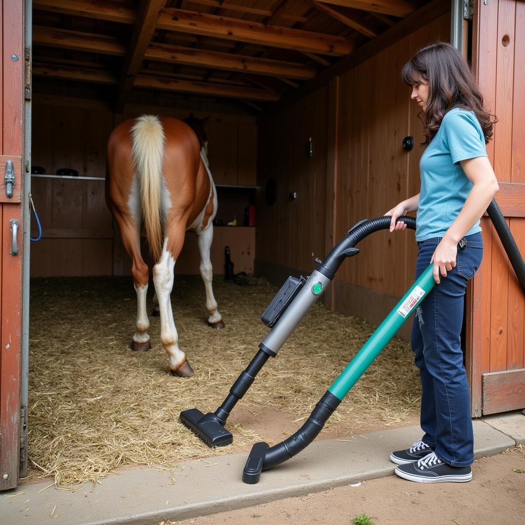 Using a Horse Vacuum Attachment for Stable Cleaning