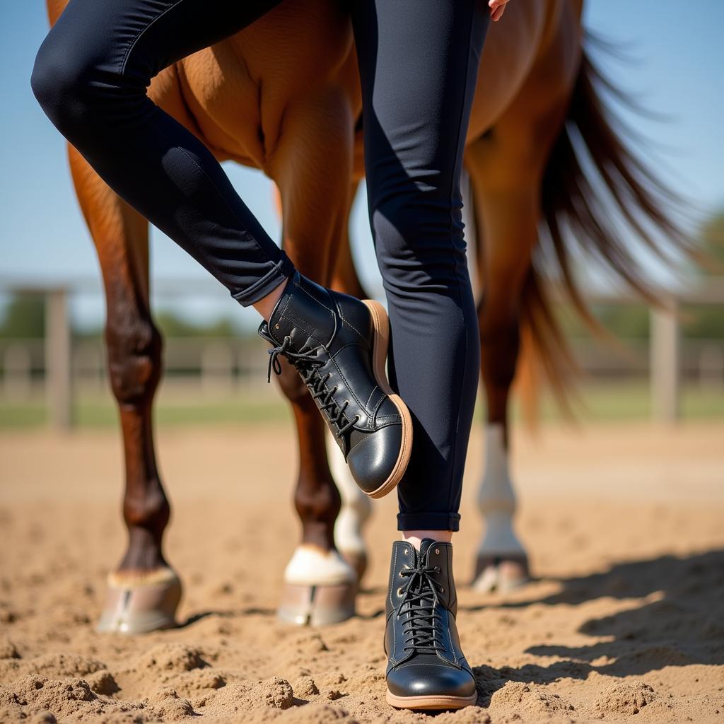 Horse vaulting shoes in action