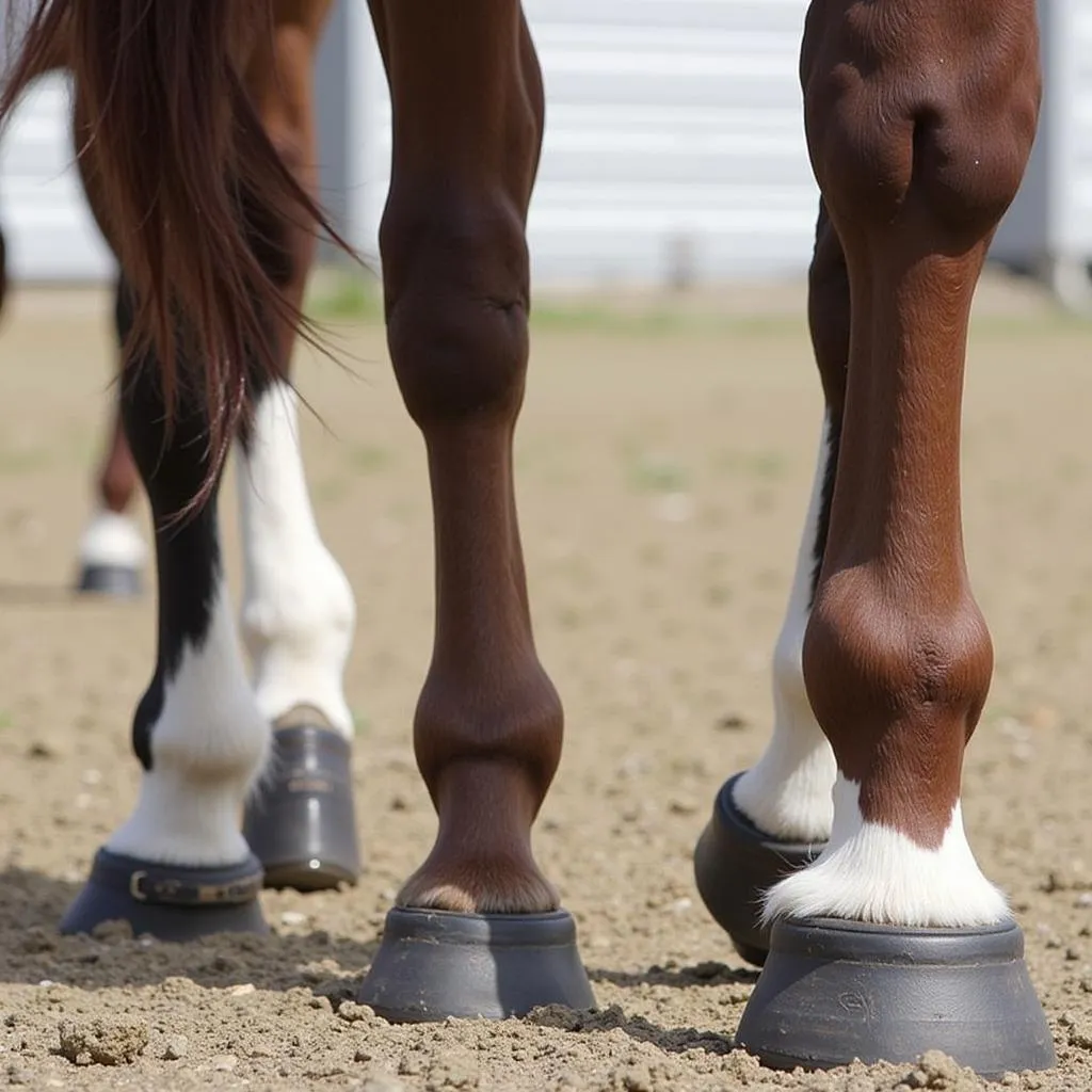 Horse with a custom 3D printed horseshoe