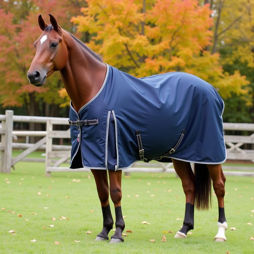 Horse Wearing a Winter Turnout Jacket