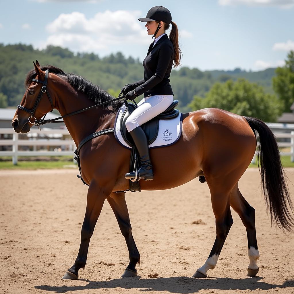 Horse Wearing a Belly Band During Training