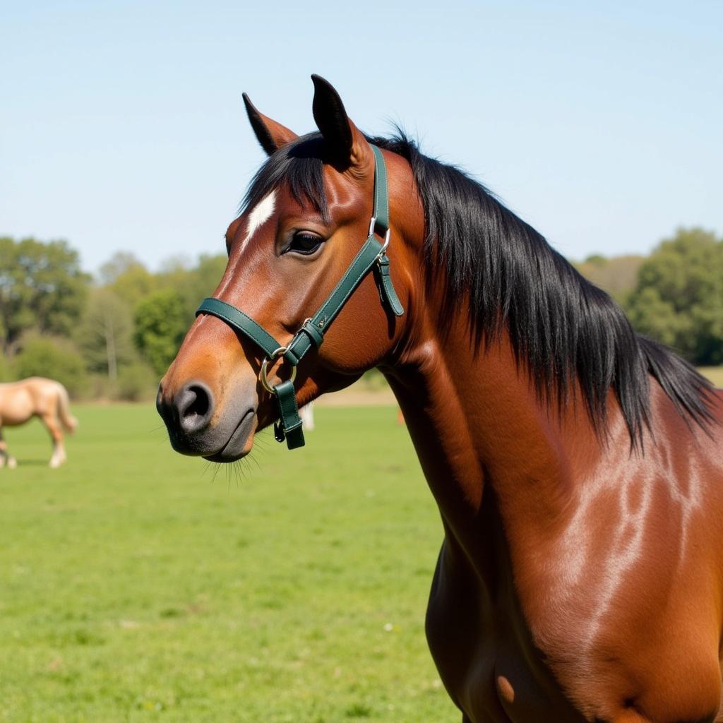 Horse comfortably wearing well-fitted collar hames