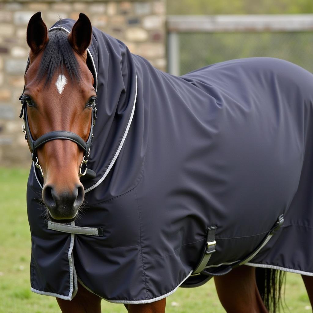 Horse Wearing a Denier Blanket