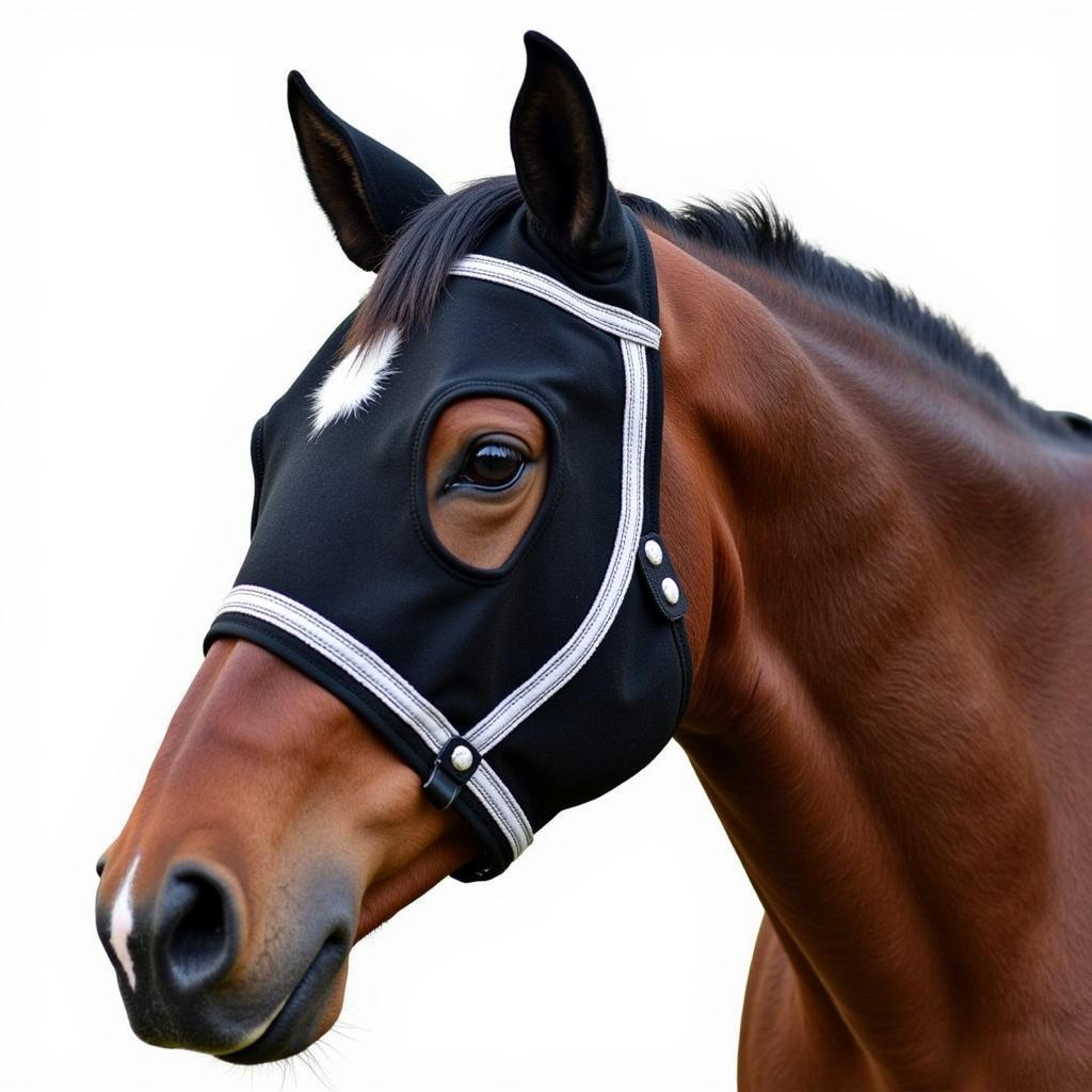 Horse Wearing Ear Bonnet