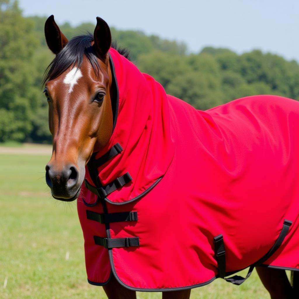 Horse Wearing a Fleece Cooler