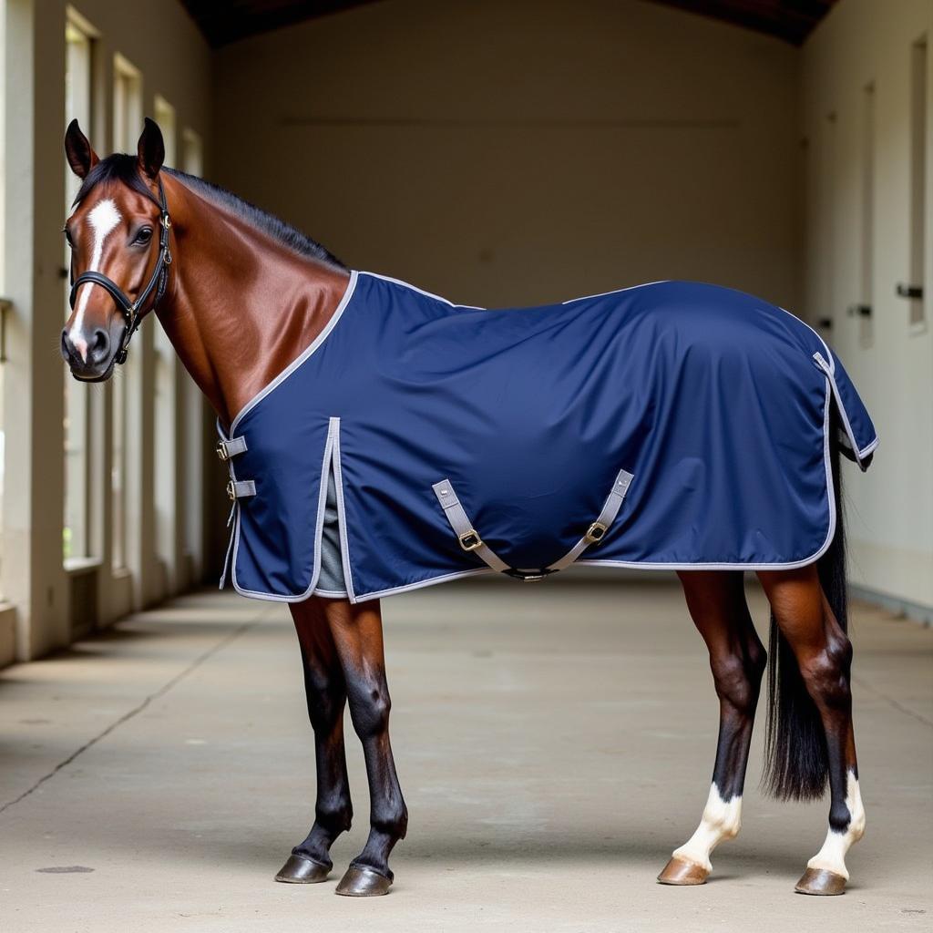 Horse Wearing Fleece Cooler