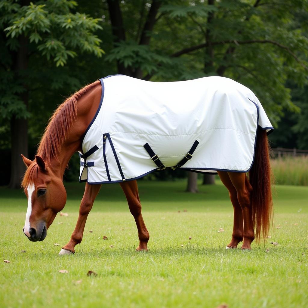 Horse in Pasture with Fly Sheet