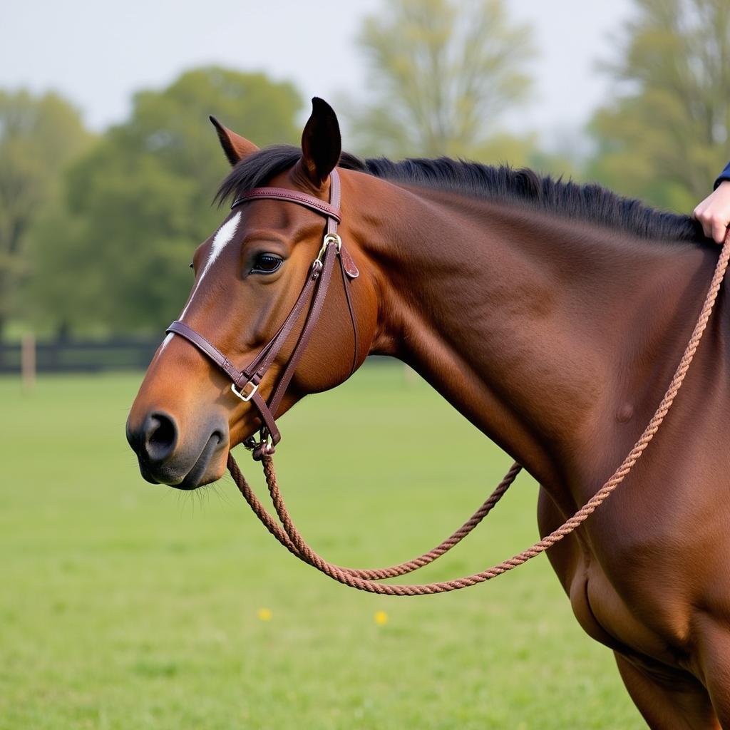 Horse Wearing Halter and Lead Rope