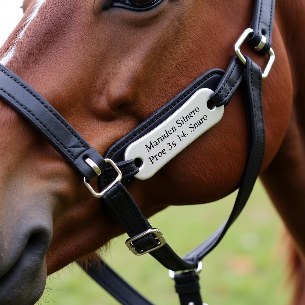 A Horse Wearing a Halter Tag