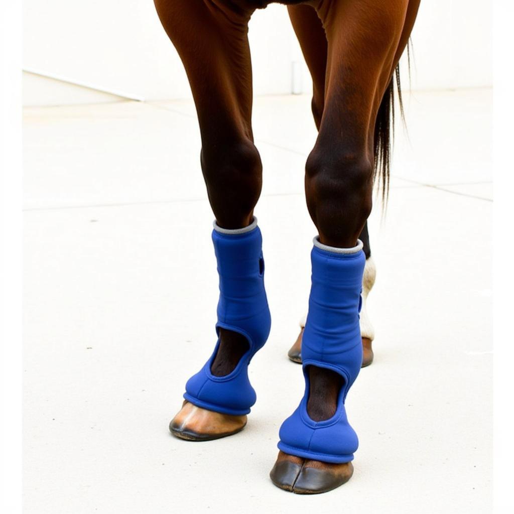 Horse Wearing Hock Ice Boots