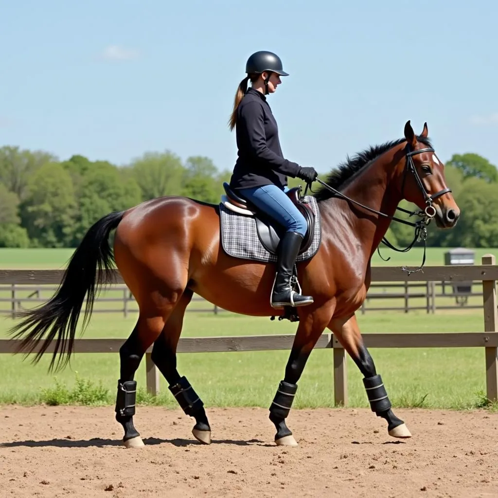 Horse Wearing Leg Weights During Training