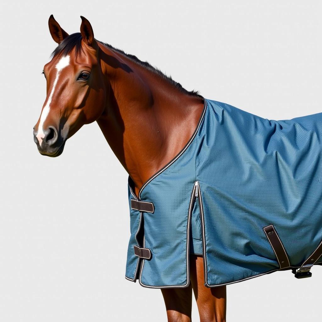 Horse wearing a neck blanket