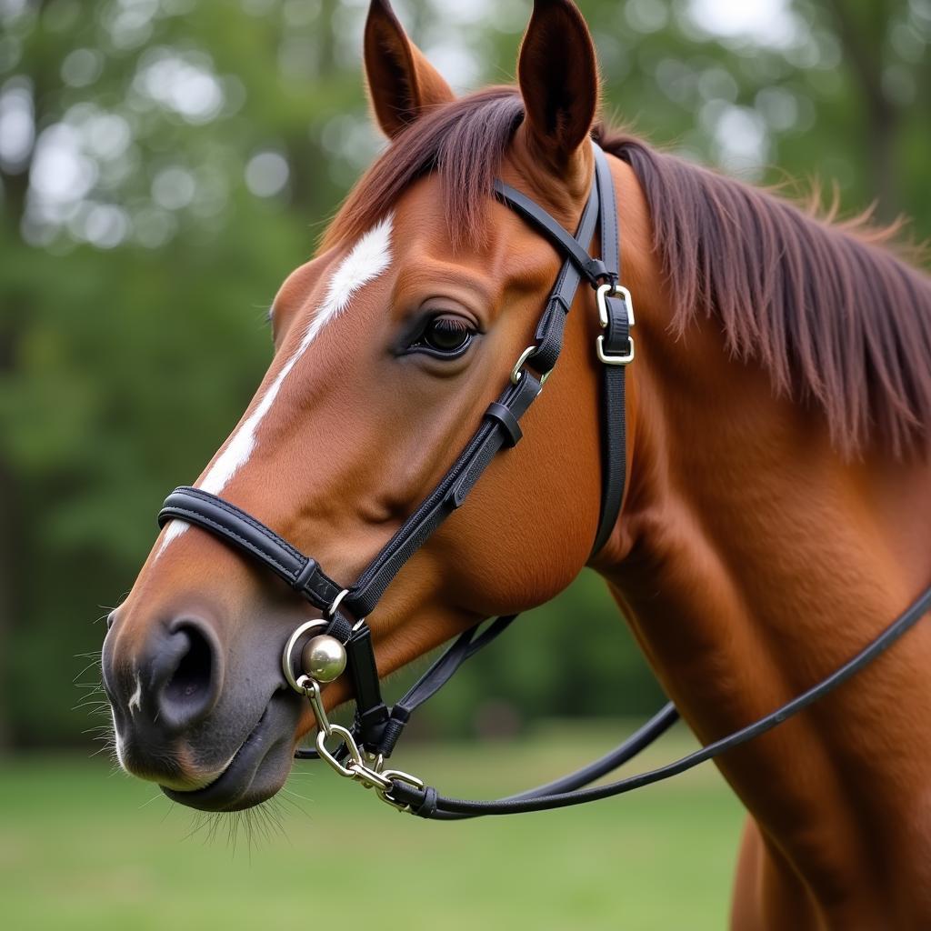 Horse Wearing a Roller Bit