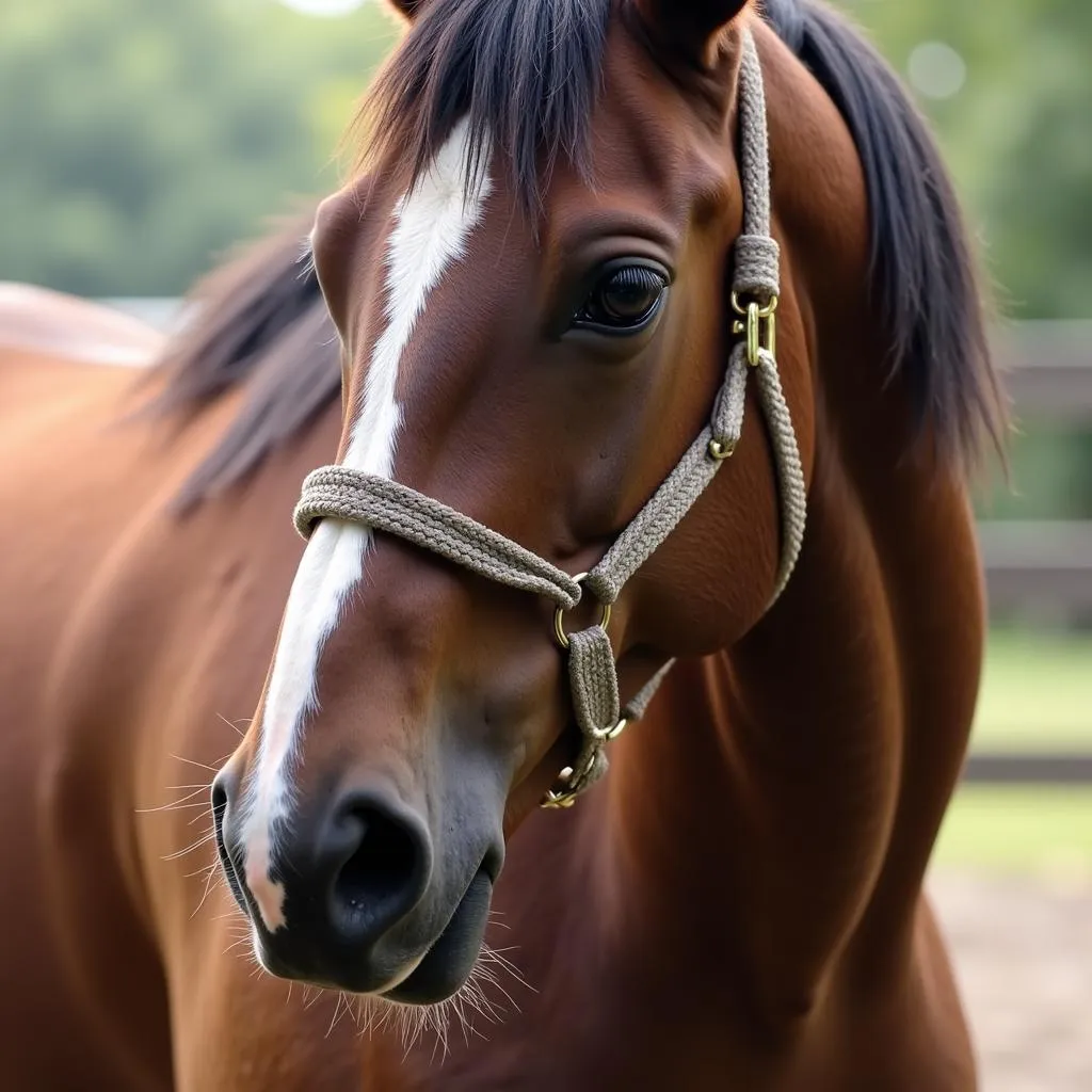 Horse Wearing Stud Chain During Show