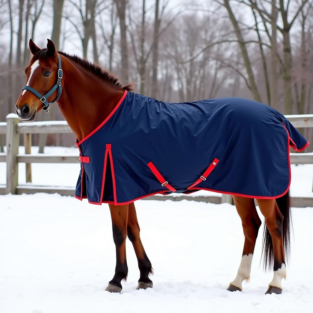 Horse Wearing a Winter Blanket