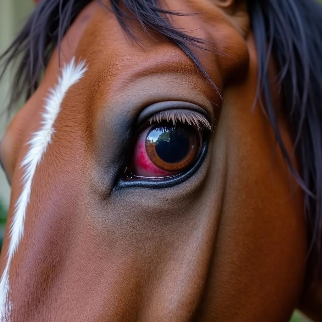 Horse displaying conjunctivitis symptoms