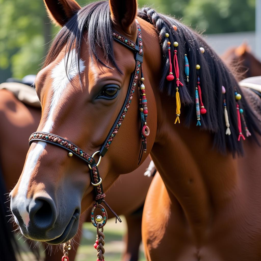 Horse with Decorated Braided Mane