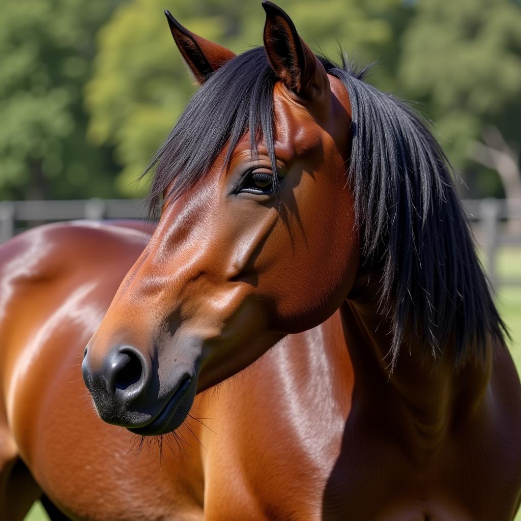 Horse with a healthy, shiny coat