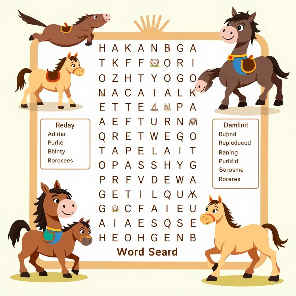 Horse word search puzzle for kids