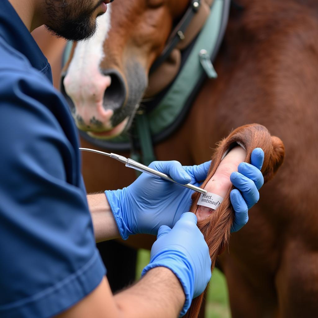 Veterinarian Performing Genetic Testing