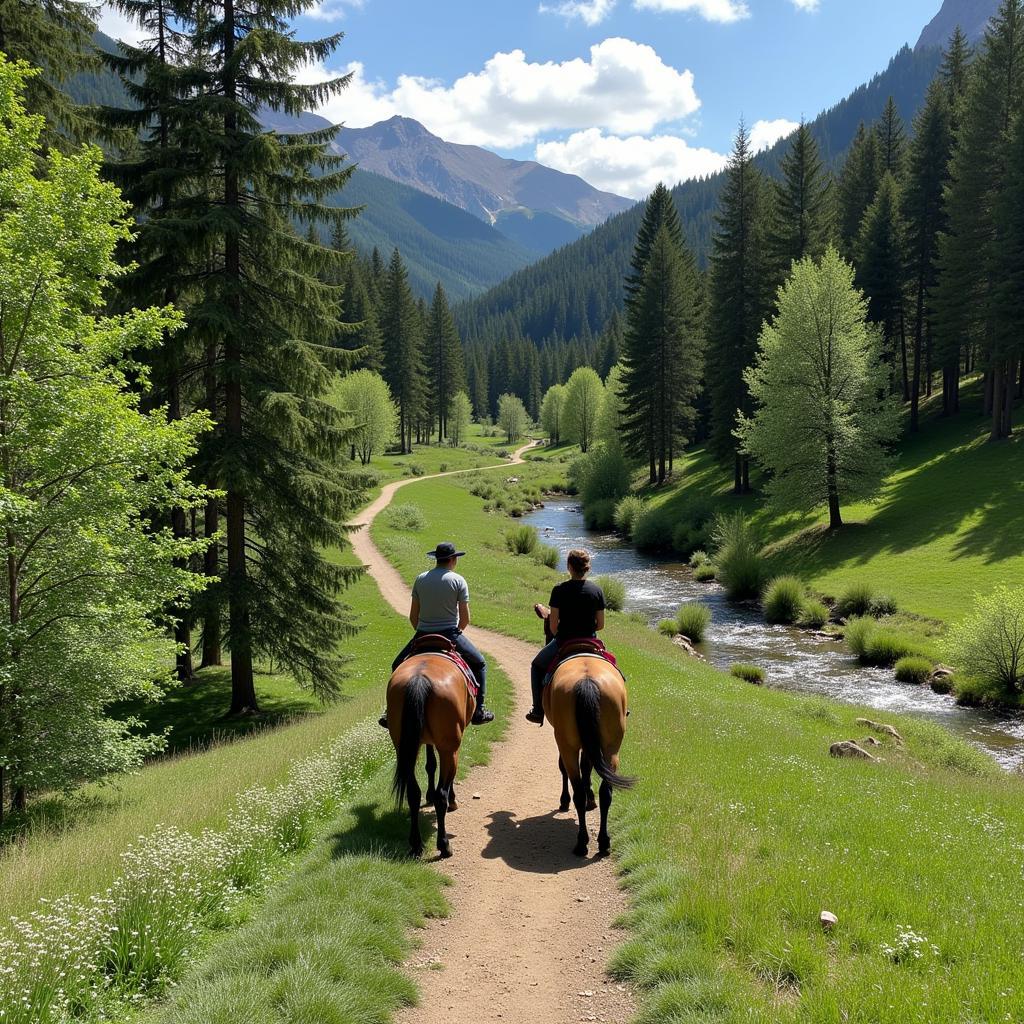 Horseback Riding on Scenic Trails near Creek