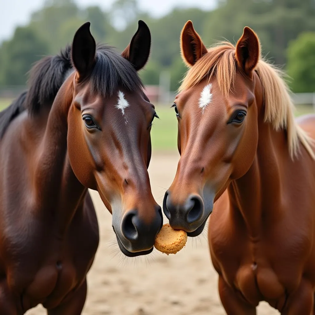 Horses Sharing Soft Treats