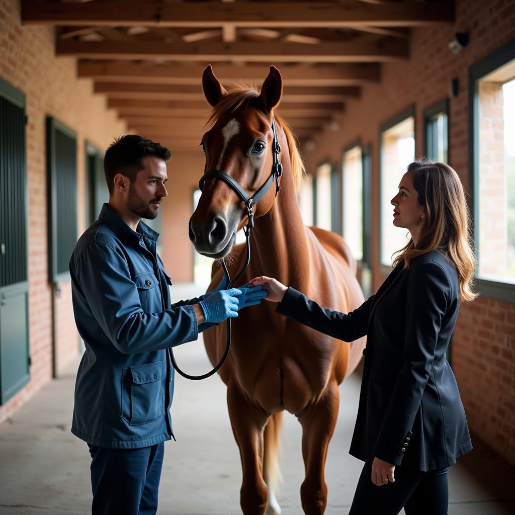 Horse undergoing a pre-purchase veterinary exam in Harrisburg, PA